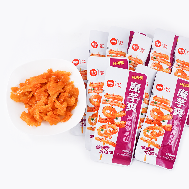 V-Loong Konjac, Hot and Spicy Flavor 350 g 伟龙 魔芋爽麻辣味,Spicy Strip Konjac Snacks, Chinese Special Food, Low Calorie, for Vegetarians