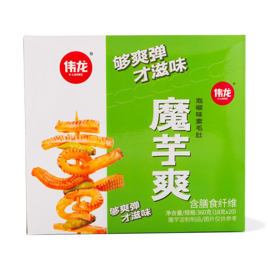 V-Loong Konjac, Pickled Pepper Flavor 350 g 伟龙 魔芋爽泡椒味,Spicy Strip Konjac Snacks, Chinese Special Food, Low Calorie, for Vegetarians