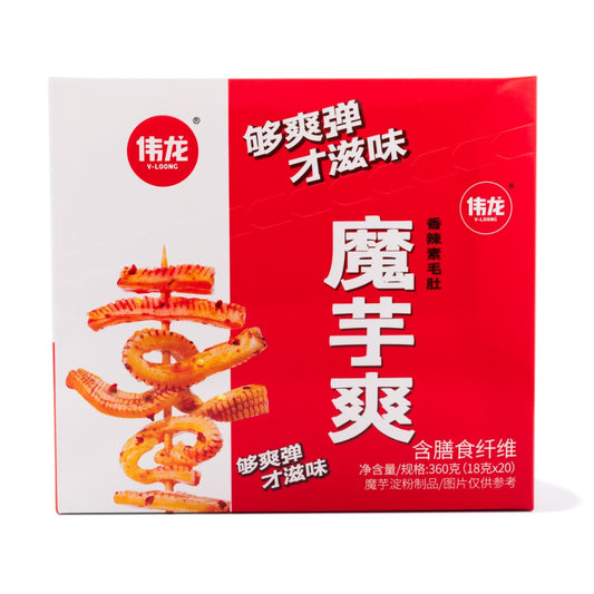 V-Loong Konjac, Spicy Flavor 350 g 伟龙 魔芋爽香辣味,Spicy Strip Konjac Snacks, Chinese Special Food, Low Calorie, for Vegetarians