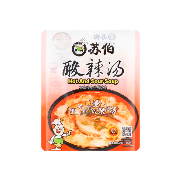 Subo Chart of Instant Egg Soup (Spicy and Sour) 苏伯 酸辣汤 48g / 1.69oz